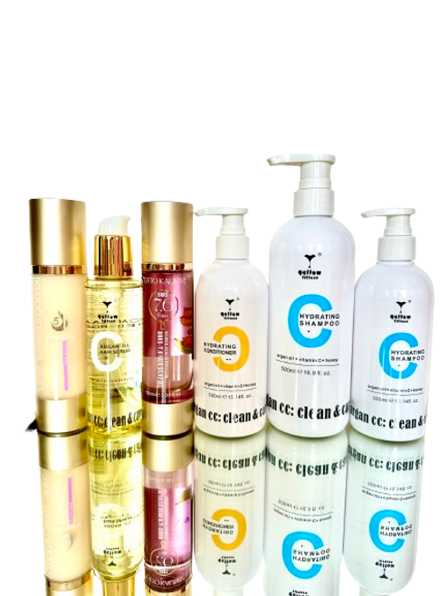 YellYow Fifteen Argan CC argan oil hair serum 120+ Spray for shiny hair 100ml +OTTO KAUNIS BOTANICAL RICHES REPAIR SYSTEM BRRS-7.6 100ml+Yellow Fifteen Argan CC hydrating shampo 500ml+Yellow Fifteen Argan CC hydrating shampoo 300ml