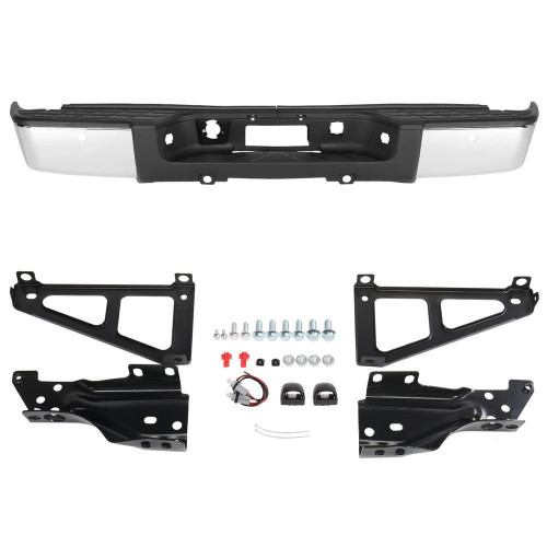 Rear Bumper Step Bar Chrome For 2007-2011 Chevrolet Silverado Sierra 1500 With Sensor Hole