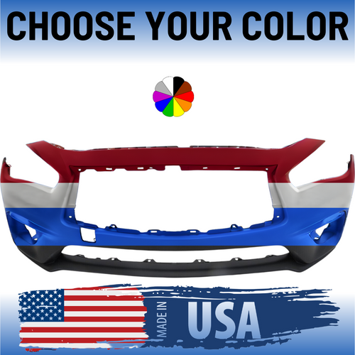 Primed Front Bumper Cover For 2018-2020 Infiniti Q50 Without Sensors