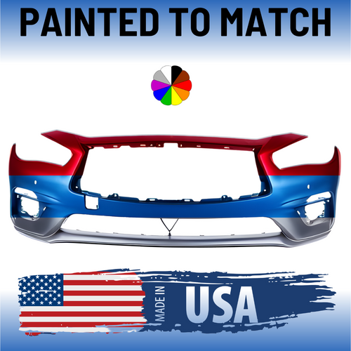 Front Bumper Cover For 2018-2024 Infiniti Q50 With Sensor Holes