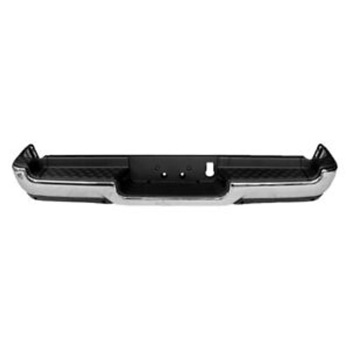 Chrome Rear Bumper Assembly For 2019-2023 Dodge Ram 1500 Single Exhaust with 4 Sensor Holes