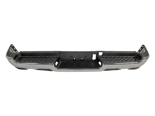 Chrome Rear Bumper Assembly For 2019-2024 Dodge Ram 1500 With Dual Exhaust and Sensors Chrome Rear Bumper Assembly For 2019-2024 Dodge Ram 1500 With Dual Exhaust and Sensors
