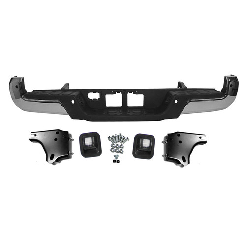 Rear Step Bumper Chrome For 2016-2020 Toyota Tacoma With Parking Aid Sensor Holes