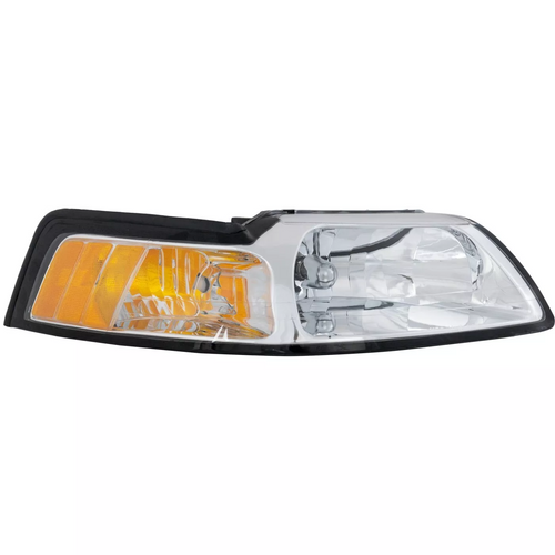Passenger Side Headlight For 1999-2000 Ford Mustang Chrome Husing With Bulb