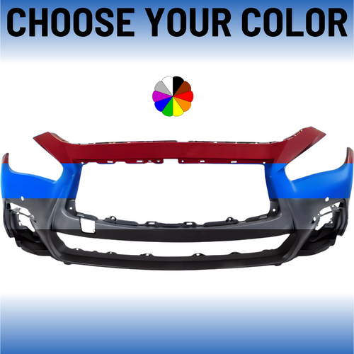 Front Bumper Cover For 2018-2024 Infiniti Q50 Sport With Sensors Front Bumper Cover For 2018-2024 Infiniti Q50 Sport With Sensors