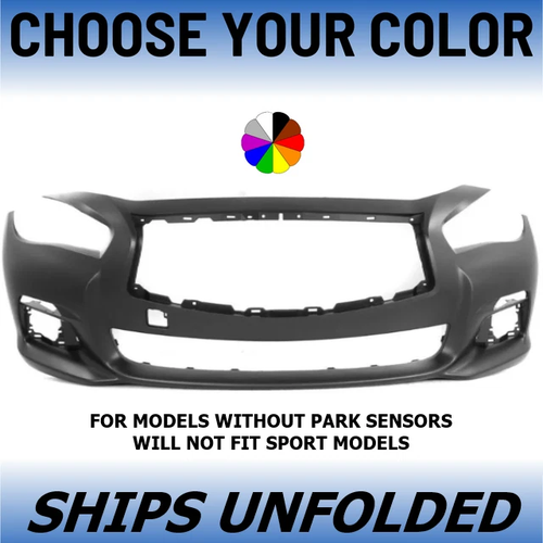 Front Bumper For 2014-2017 Infiniti Q50 Without Sensors