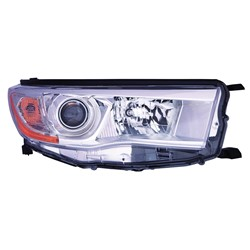 Passenger Side Headlight For 2014-2016 Toyota Highlander And Hybrid Bright Chrome Right