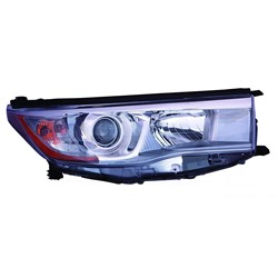 Passenger Side Headlight For 2014-2016 Toyota Highlander And Hybrid Smoked Chrome Right