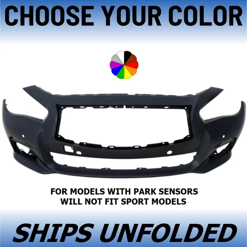 Front Bumper For 2015-2017 Infiniti Q50 With Sensor Holes Without Sport