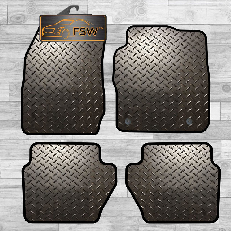 Ford Fiesta Mk7 2011-On With Clips Tailored 3Mm Rubber Heavy Duty Car Floor Mats