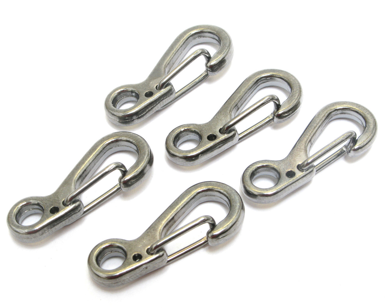 Miniature Stainless Steel Carabiner Spring Clip, 5 pack - Natural