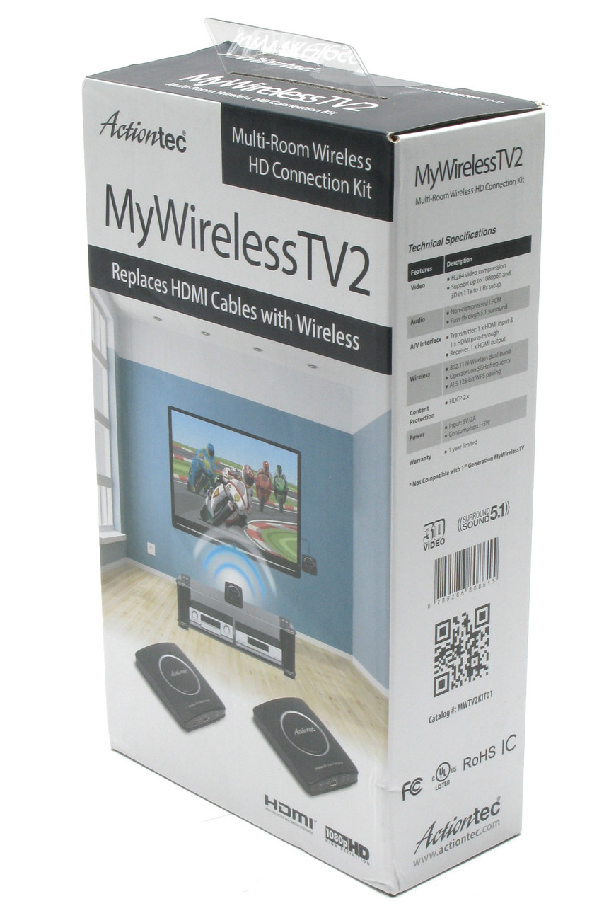 Actiontec MyWirelessTV2 Wireless Video Transmitter and Receiver, Black, MWTV2KIT01
