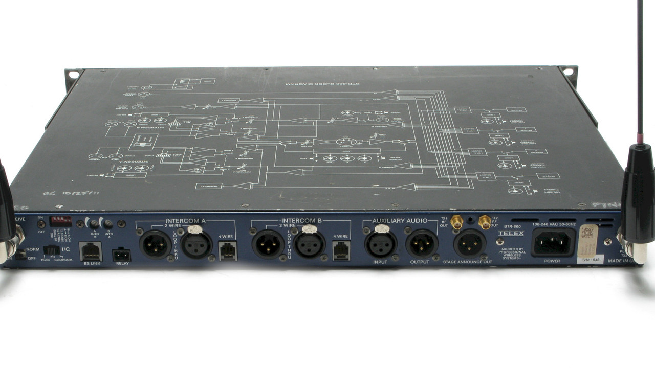 Telex BTR-800 RadioCom 2ch Wireless Intercom Base Station w/4x TR-825 ...