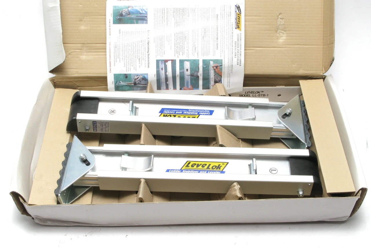 Bar Code Leveling Rails LeveLok LL-STB-1 AL Ladder Leveling Kit for Standard Ladder Rails