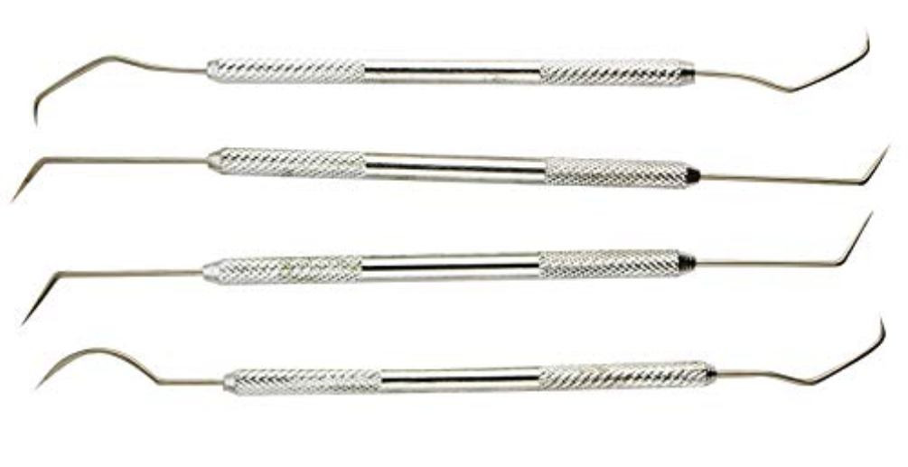 Pick Set, Double Ended, Chrome Plated, 4 Piece