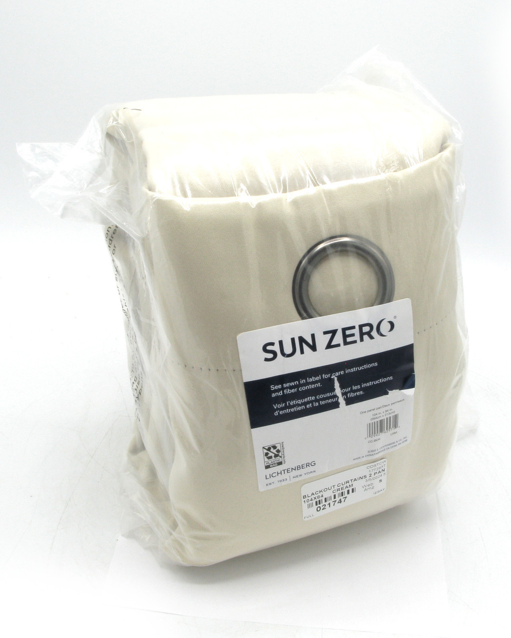 Sun Zero Broderick Theater Grade Blackout Curtains, Cream, 2-pack