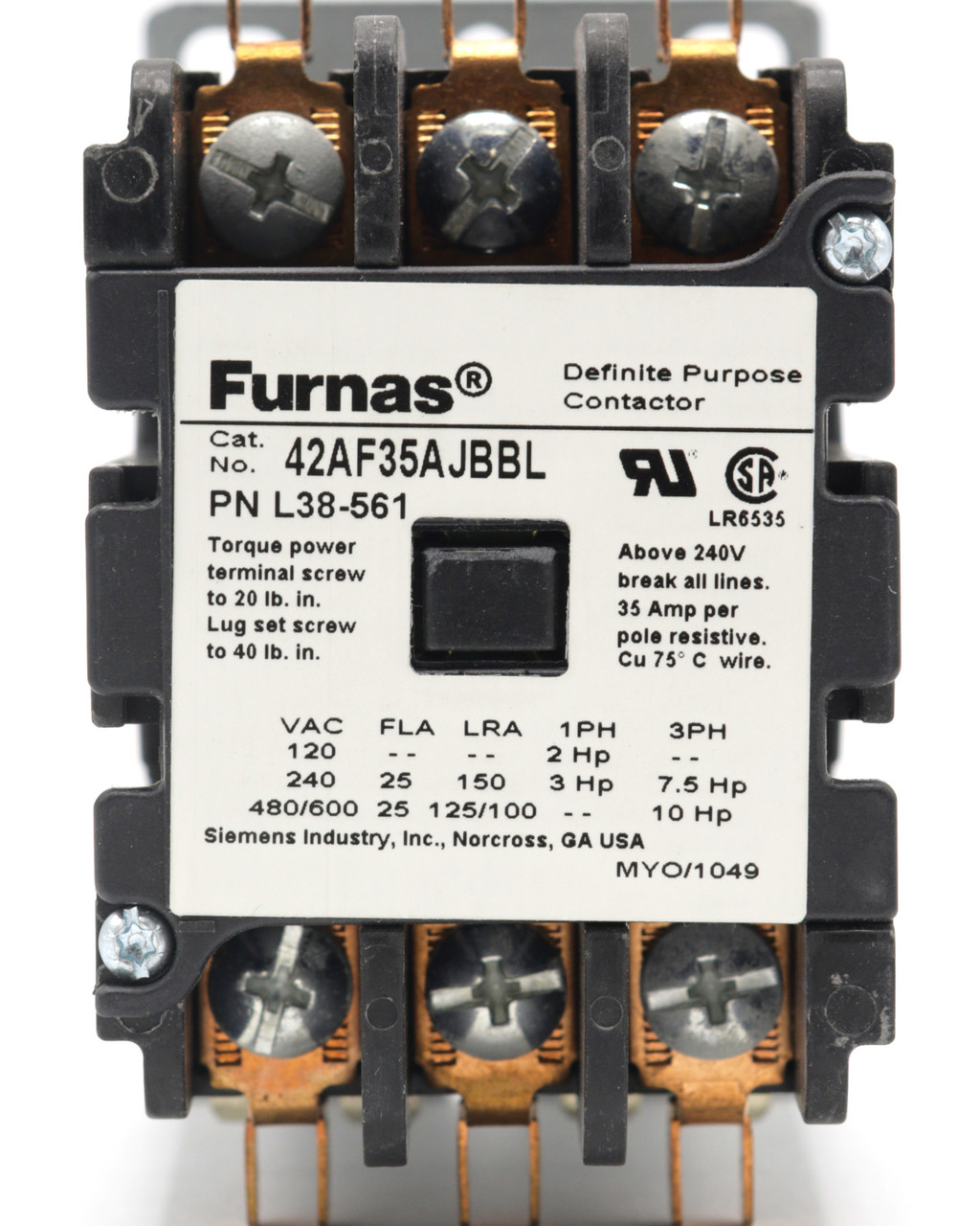 Furnas L38561 Definite Purpose Contactor, 25 Amp