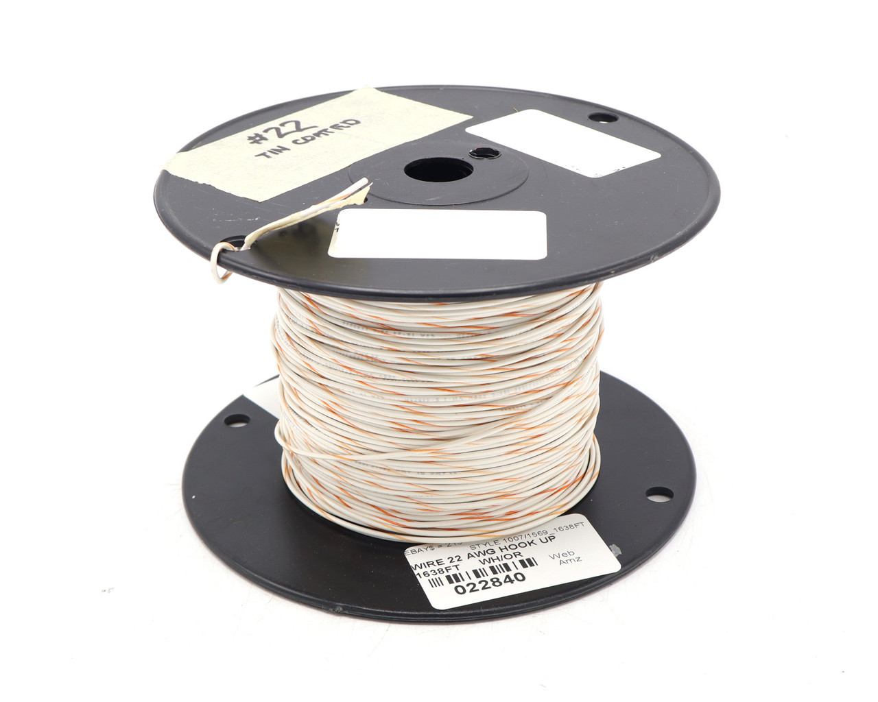 AWM Type 1007/1569 22AWG Tinned Copper PVC Insulated Wire, White/Orange ...