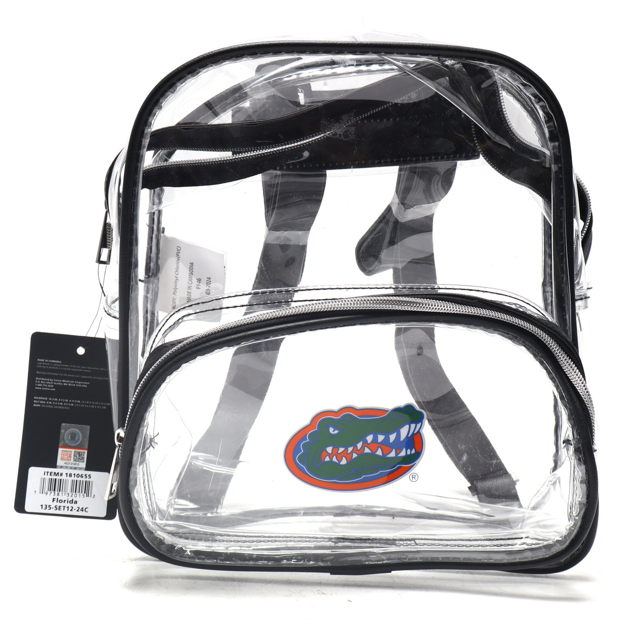 gators mini backpack clear Jusdot 12"x6"x12" Stadium Approved See Through Bag Waterproof PVC Small Transparent Backpacks for Festival Sport Event Concerts, Green * New Surplus Stock Anti-theft Clear Backpack, Small Mini
