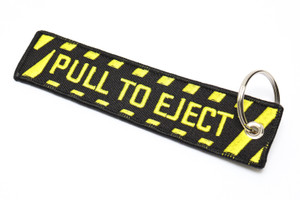 Pull To Eject Keychain, Black & Yellow