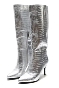 Modatope Tall Women's Boots, Silver, Size 9