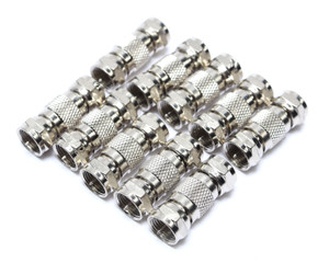 F type Male-Male Coupler Inline Coax Coaxial Cable Connector Screw Adapter, 10pc