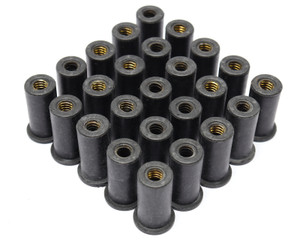 1/4-20 Neoprene Coated Brass Well Nut, 1/4" x 1.051", 25pcs 1/4-20 Neoprene Coated Brass Well Nut, 1/4" x 1.051", 25pcs