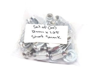 Chrome Plated 12mm X 1.25" Short Shank 3E Lug Nuts, 20pcs