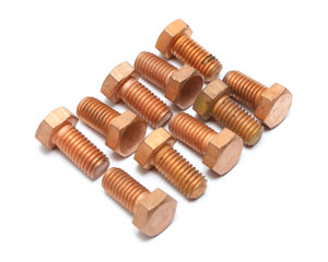 1/2"-13 x 1" Zinc Plated Steel Hex Bolts, Red, 10pc