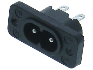 Power Inlet - IEC C-8 2-pin, Non-Polar Chassis with Mounting Ears