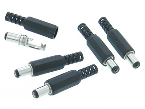 Pack of 5 - 5.5/2.1mm Coaxial Power Plug, Cable End Pack of 5 - 5.5/2.1mm Coaxial Power Plug, Cable End