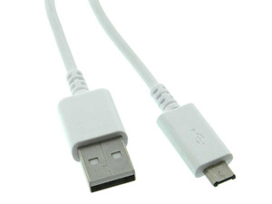 USB Cable, Type A Male to Micro B Male 30" White USB Cable, Type A Male to Micro B Male 30" White