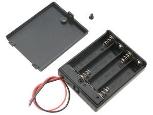 Battery Box, With Cover & Switch, Holds 4 "AAA" Cells