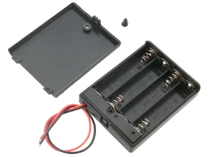 Battery Box, With Cover & Switch, Holds 4 "AAA" Cells