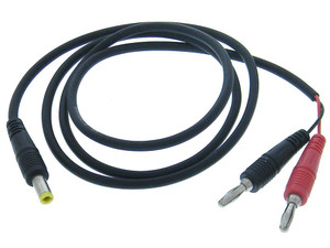 Test Leads, 1m Banana to 5.5/2.5mm Coaxial Power Plug Test Leads, 1m Banana to 5.5/2.5mm Coaxial Power Plug