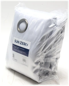 Sun Zero Broderick Theater Grade Blackout Curtains, White, 2-Panels