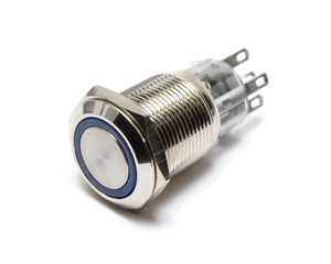 SPDT Lighted Pushbutton Switch, Alternate Action, 12V Blue LED SPDT Lighted Pushbutton Switch, Alternate Action, 12V Blue LED