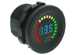 Battery Monitor Voltmeter 12VDC Round with Bargraph Battery Monitor Voltmeter 12VDC Round with Bargraph