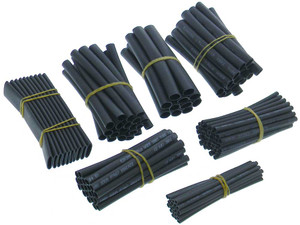 140pcs. 7 Sizes, Heatshrink Tubing, Black Dual Wall, Adhesive Lined