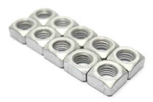 M10-1.5 Zinc Plated Steel Square Nuts, 10pcs