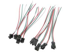 Pack of 5 Pair - JST SM 3 Conductor Mating Pigtail Connectors, 2.5mm Pitch