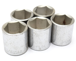Wilde Tools 13226 13/16" x 3/8" Drive 6-Point Shallow Socket, 5 Pack