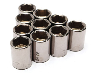 Wilde Tools 13216 1/2" x 3/8" Drive 6-Point Shallow Socket, 10 Pack