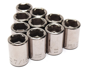 Wilde Tools 13214 7/16" x 3/8" Drive 6-Point Shallow Socket, 10 Pack
