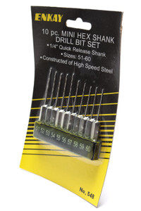 Enkay 548 Micro Hex Shank Drill Bit Set, 10pc