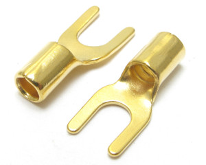 Gold Plated Fork Terminal, 10-12 AWG, 8 Fork, 50 Piece Gold Plated Fork Terminal, 10-12 AWG, 8 Fork, 50 Piece