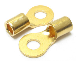 Gold Plated Ring Terminal, 8 AWG, 10 Ring, 25 Piece