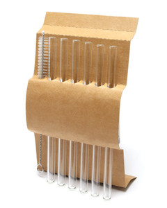 Clear Glass Cocktail Straw Set, 7 Pieces