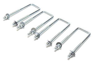 3/8"-16 x 2" x 7" Square Bend U-Bolts, 4pc Lot