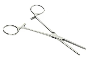 Stainless Steel Self-Locking Straight Forceps, 6-1/4"